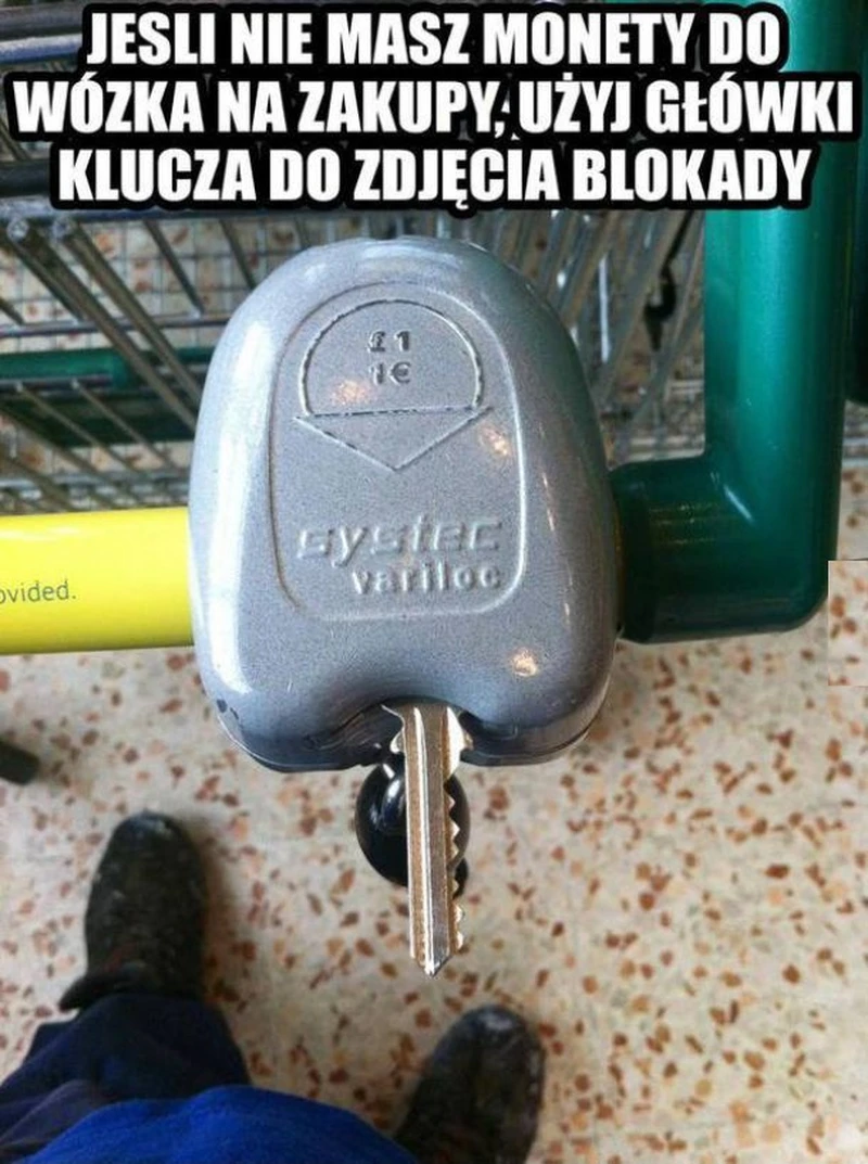 Jeśli nie masz monety do wózka na zakupy użyj klucza