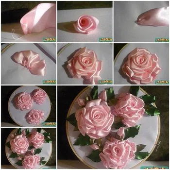 Piękne dekoracje ze wstążek - róże