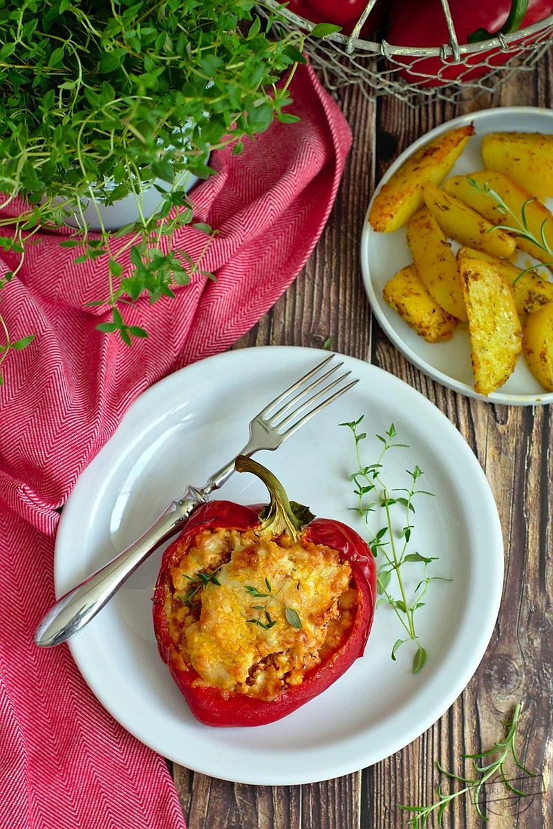 Pieczona papryka z indykiem
