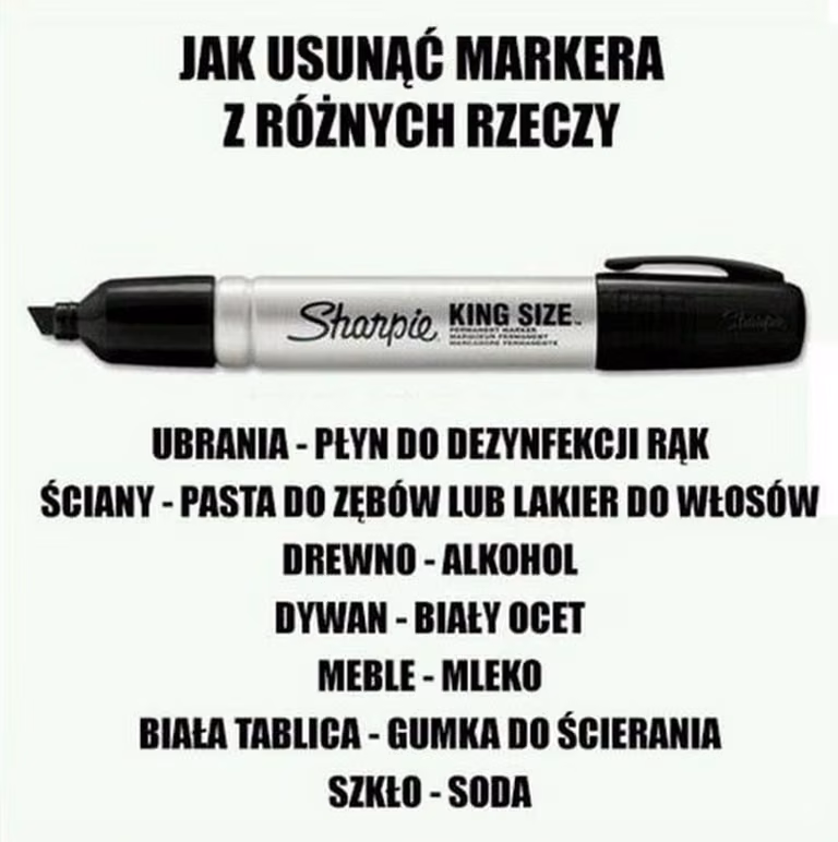 Czym usunąć markera z różnych rzeczy