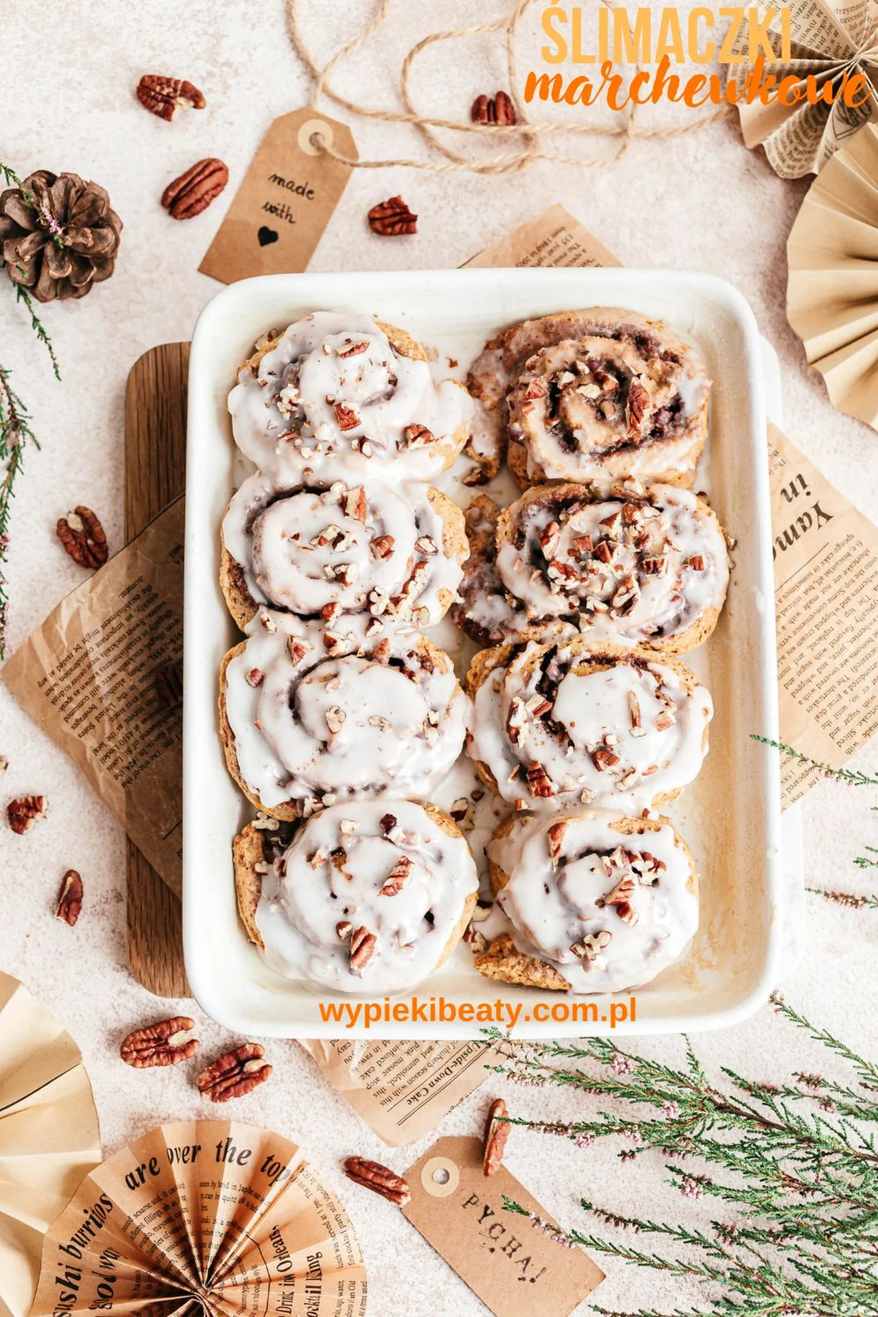 Marchewkowe ślimaczki z orzechami