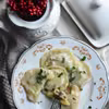 pierogi z grzybami, soczewicą i fetą