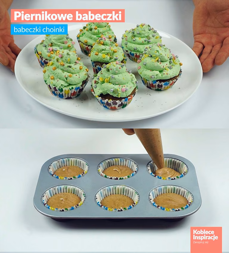 Piernikowe babeczki - babeczki choinki