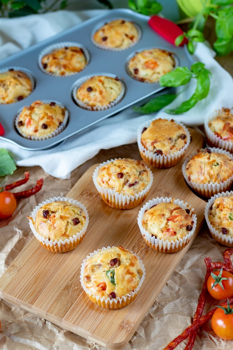 Wytrawne muffinki z kabanosem i warzywami