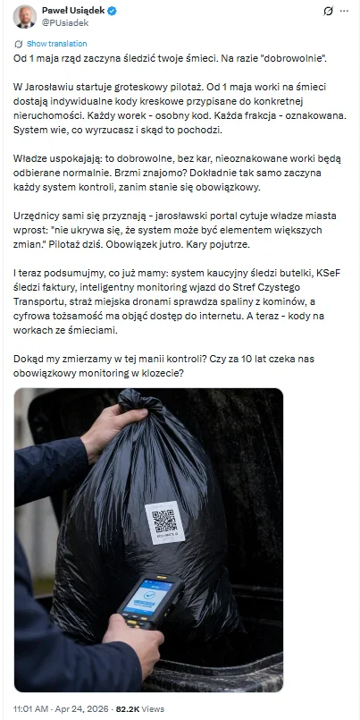 Zdjęcie Worki na śmieci z kodami kreskowymi! Polskie miasto ruszyło z programem śledzenia odpadów #1