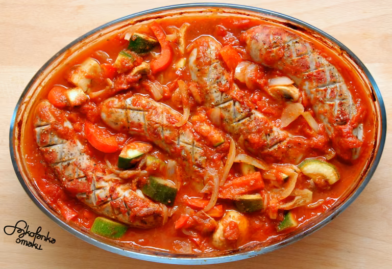 Pieczona biała kiełbasa