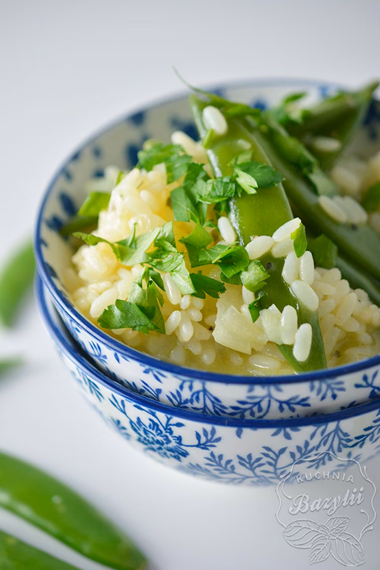 Risotto z groszkiem cukrowym