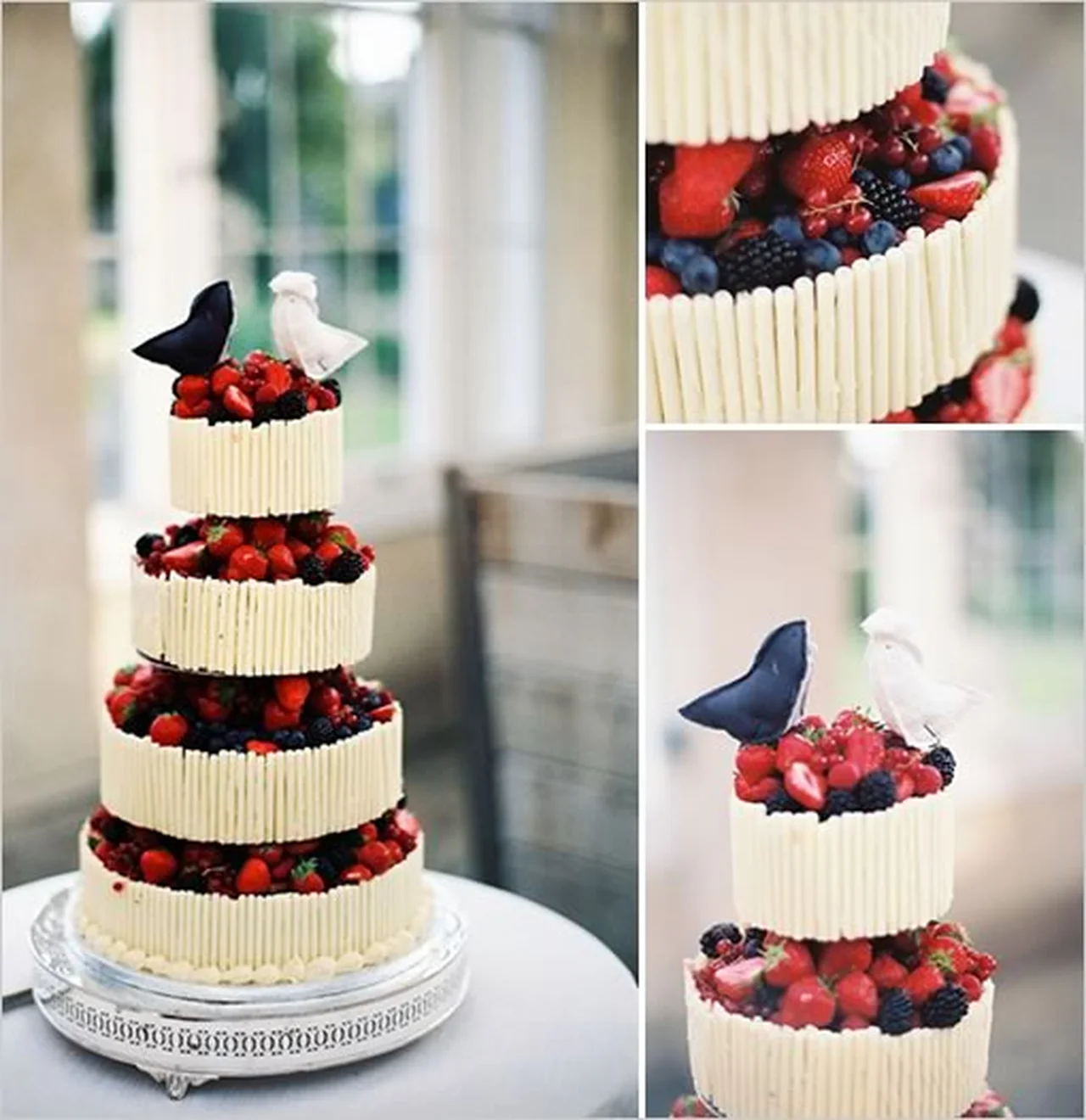 Tort ślubny z owocami