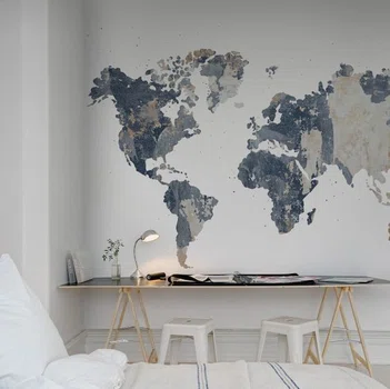 Niepomalowana ściana w kształcie mapy świata