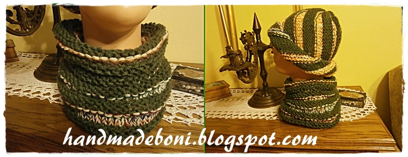 Komin szal i ślimakowa czapka.