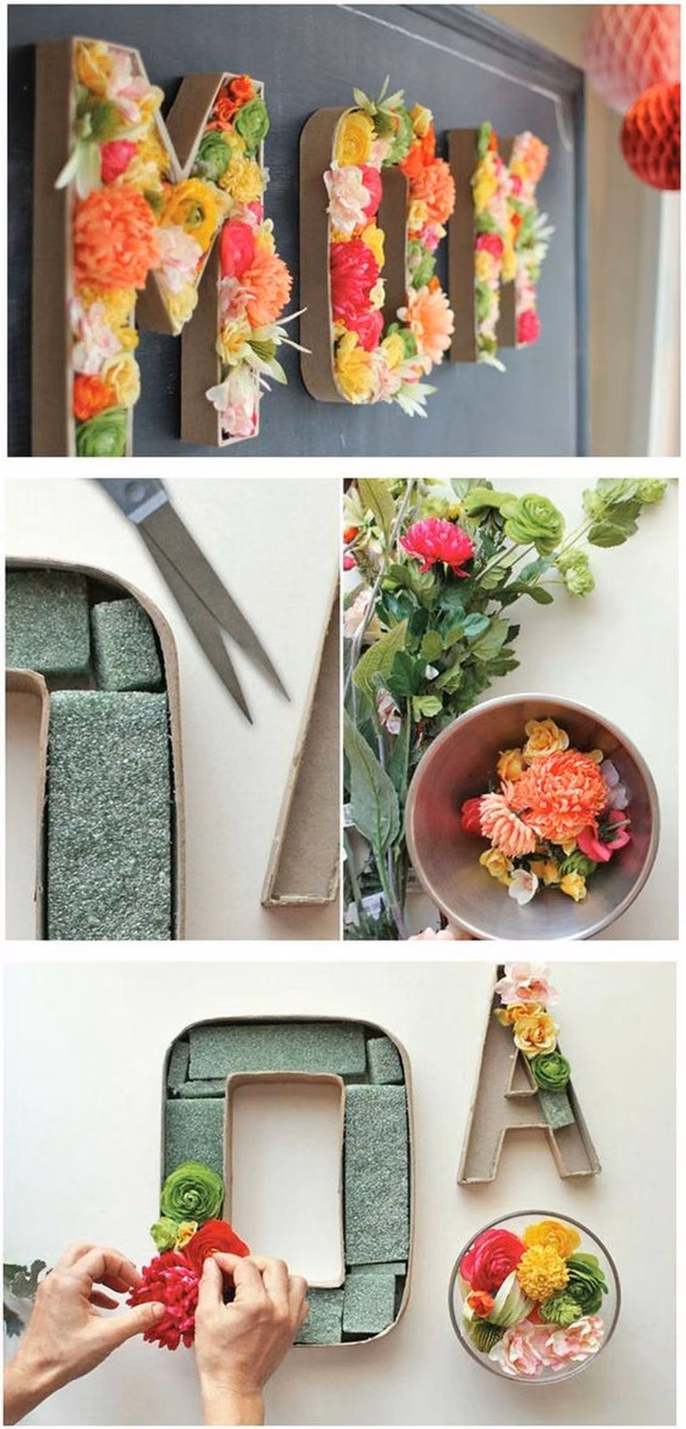 DIY- napis z kawiatów