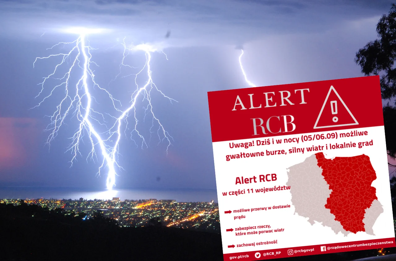 Alert RCB dla 11 województw! Gwałtowne burze, grad i wiatr do 85 km/h!