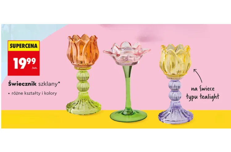 Zdjęcie Te świeczniki z Biedronki za 19 zł zrobią efekt wow na wielkanocnym stole! Oryginalne nóżki, kwiatowe kielichy i kolorowe szkło to hit #1