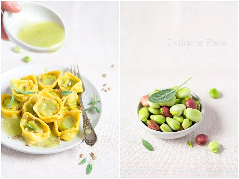 Tortellini z bobem w sosie ogórkowo-cytrynowym