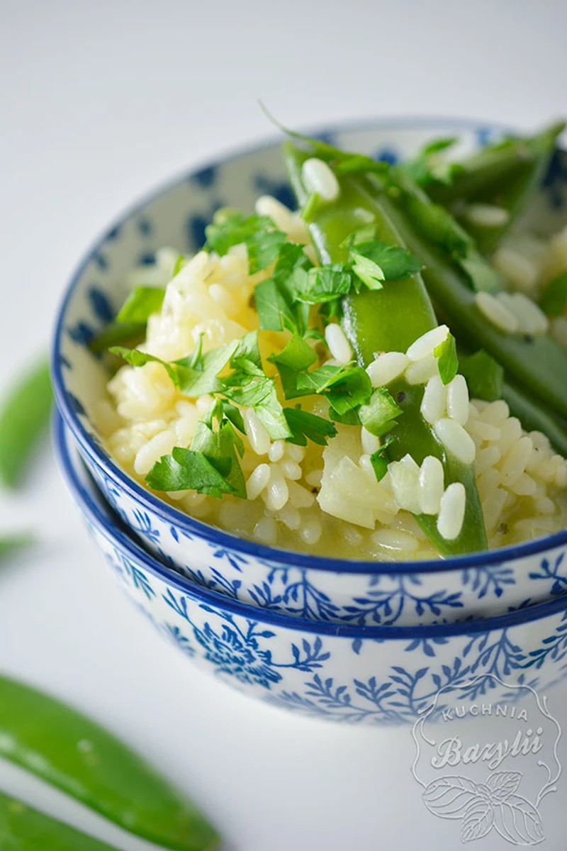 Risotto z groszkiem cukrowym