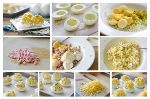 Jajka faszerowane serem i szynką