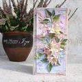 kartka z ręcznie robionymi kwiatami z foamiranu