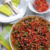 Tarta szpinakowa z czerwoną fasolą i granatem aromatyzowana truflą