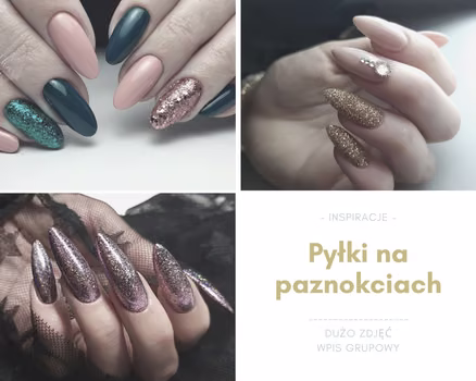 Inspiracje - paznokcie z wykorzystaniem pyłków - dużo zdjęć