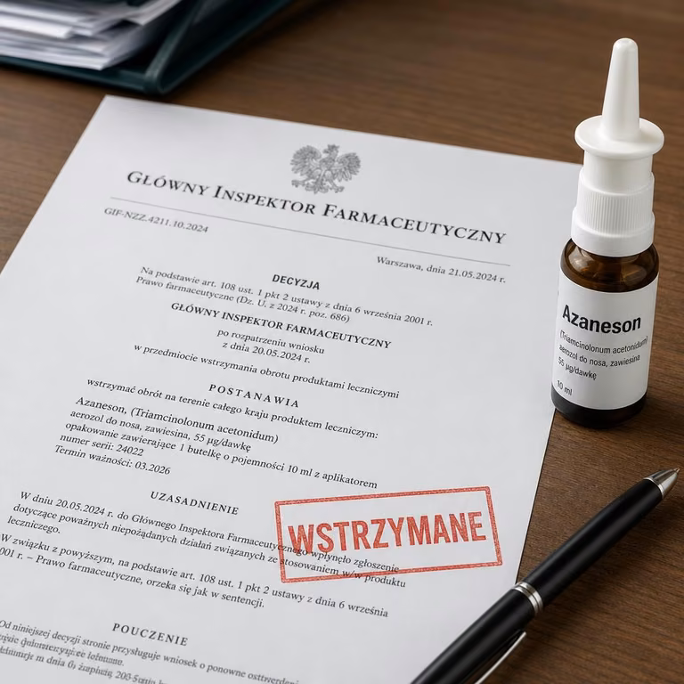 GIF wstrzymuje obrót leku Azaneson w całej Polsce — decyzja nr 14/WS/2026