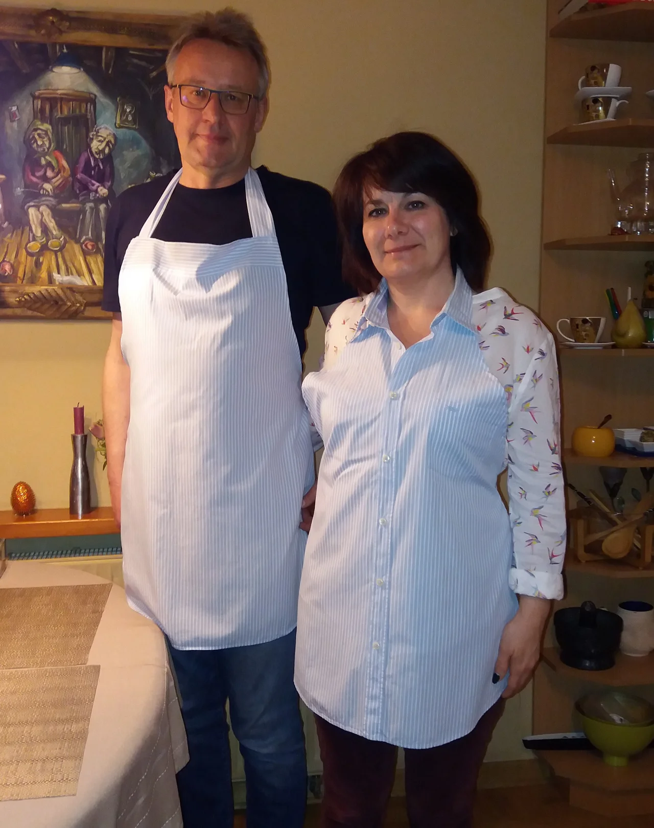 fartuchy kuchenne dla pary (ze starej koszuli)