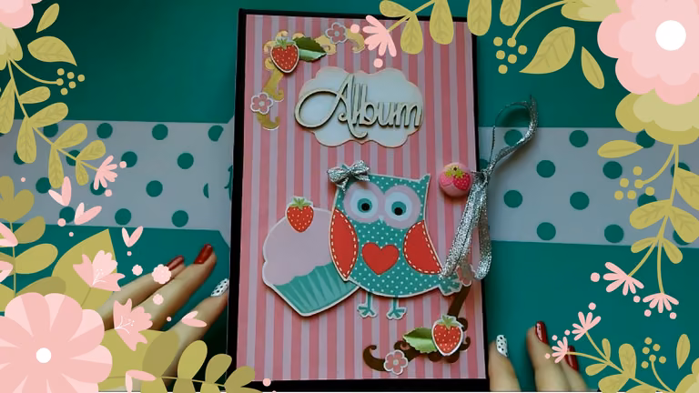 Album wodospadowy z sową, scrapbooking