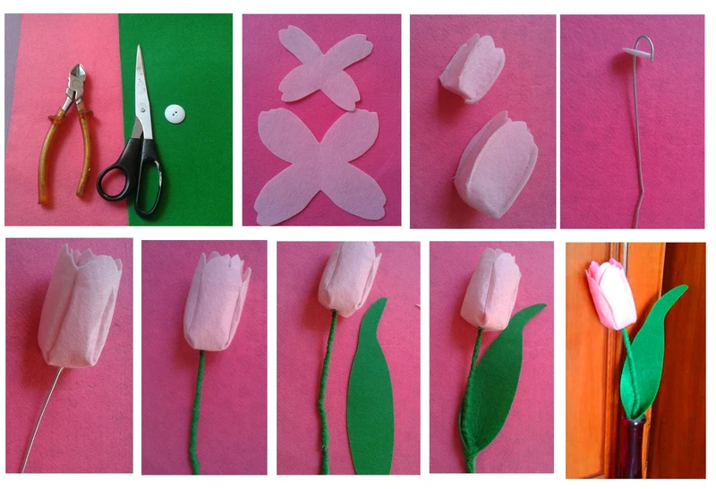 Tulipany z materiału - dekoracje