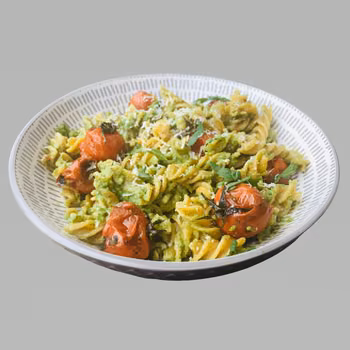 Makaron z soczewicy z pesto ze słonecznika