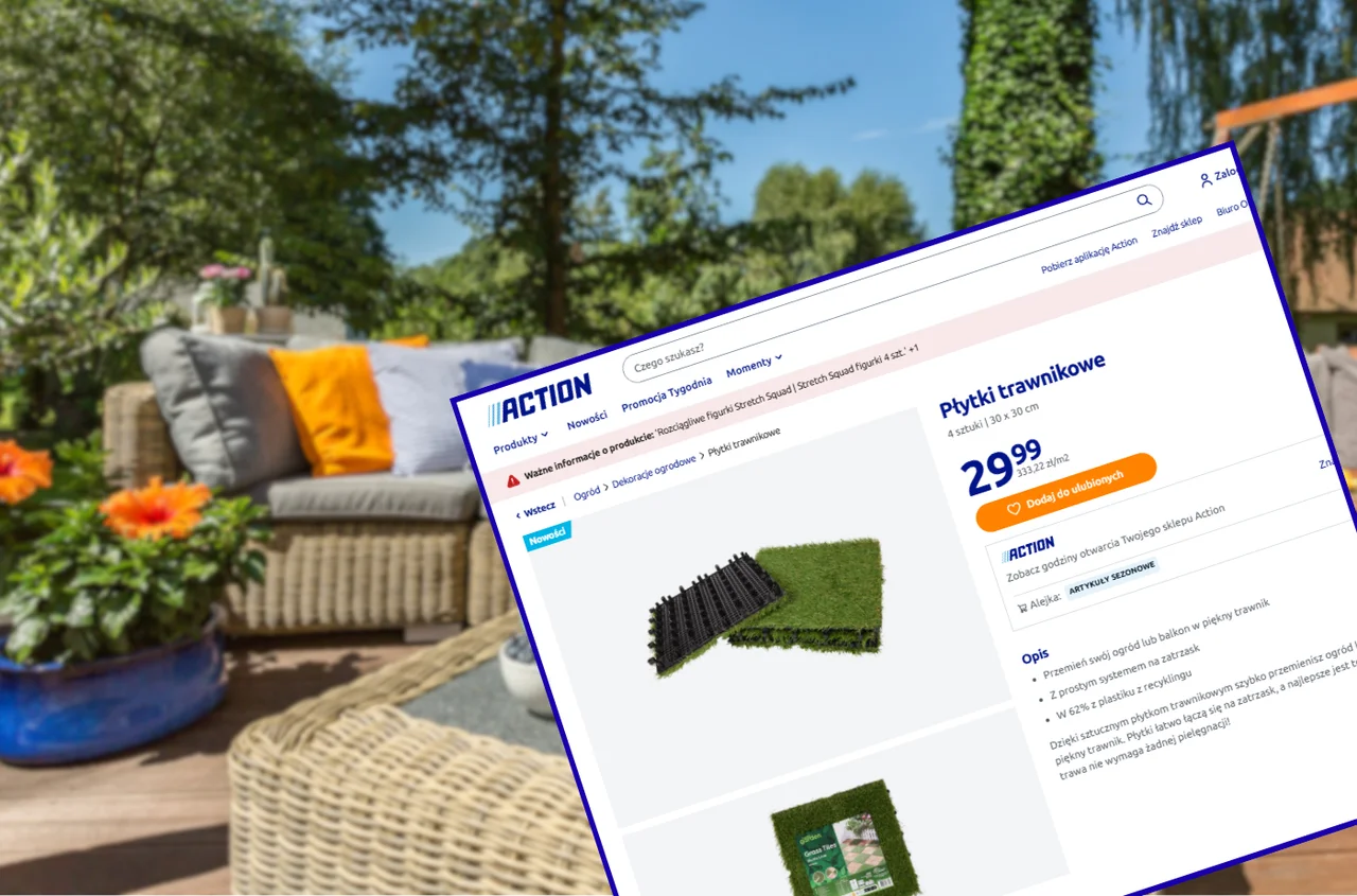 Te płytki trawnikowe z Action za 29 zł bosko odmienią balkon i taras! Bez bałaganu, zero podlewania, montaż to pestka - zielona oaza w kilka chwil