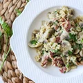 Kaszotto z pieczarkami i szynką