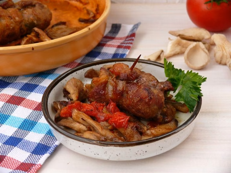 ZRAZY Z KARKÓWKI PIECZONE NA BOCZNIAKACH