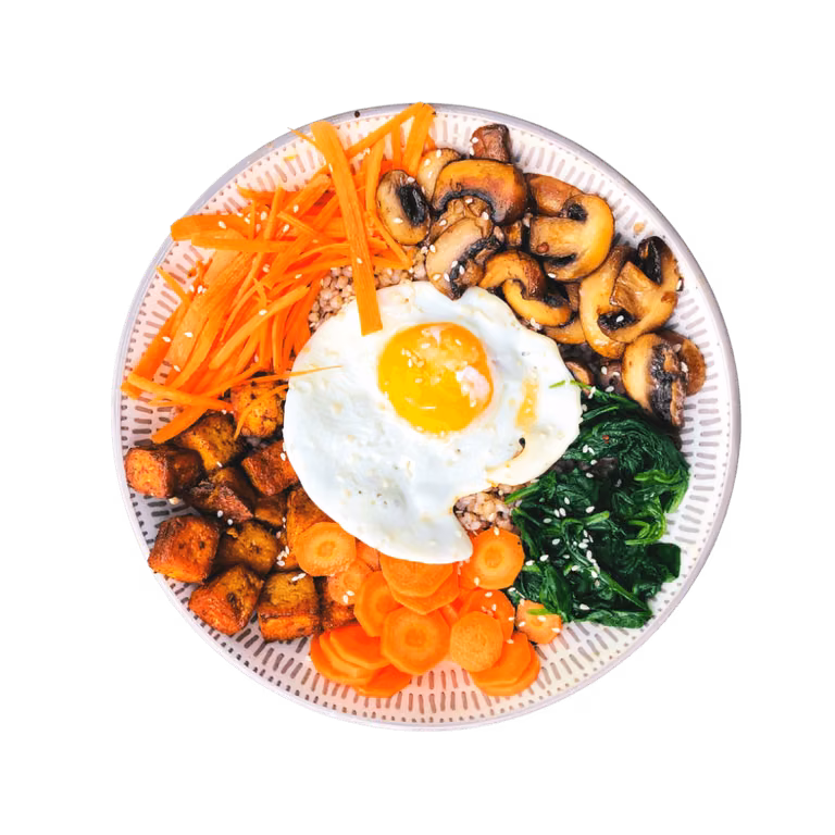 Wegetariański bibimbap z tofu