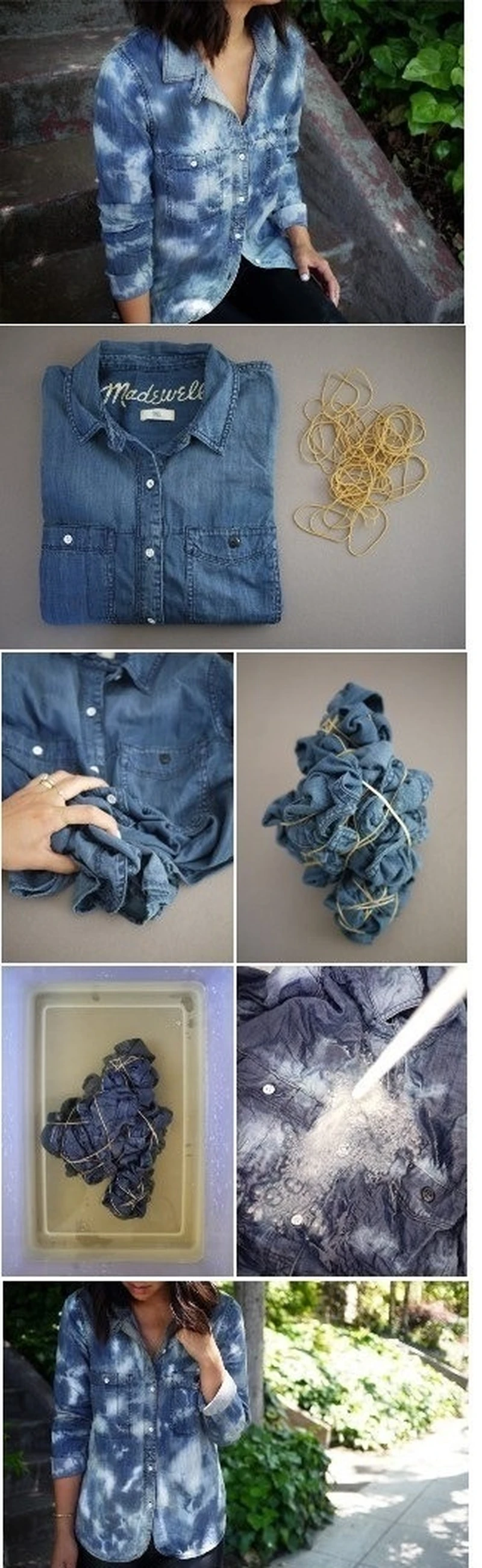 DIY - jeansowa koszula z plamami