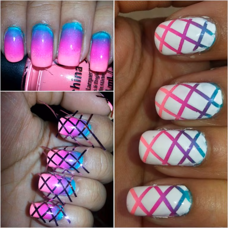 Kolorowy manicure w paseczki