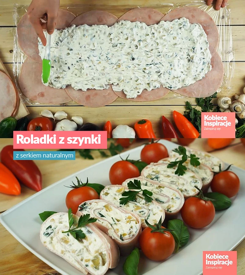 Roladki z szynki z serkiem naturalnym