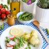 Filet halibuta z groszkiem i młodymi ziemniaczkami