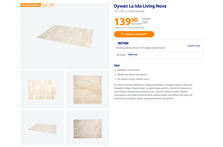 Zdjęcie Ten dywan z Action zrobi efekt wow w pokoju! Miękki włos, neutralne kolory, a tłoczone wzory dodają uroku - teraz w promocji tygodnia #1