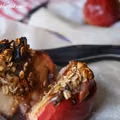 zapiekane jabłka z owsianką, orzechami i czekoladą
