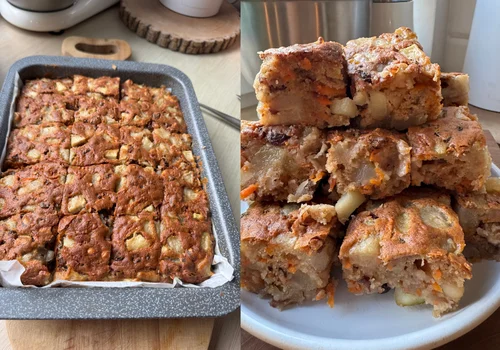 Ciasto Wiewiórka z gruszkami – bez tłuszczu i bez miksera!