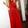 Długa czerwona suknia na studniówke Olivia