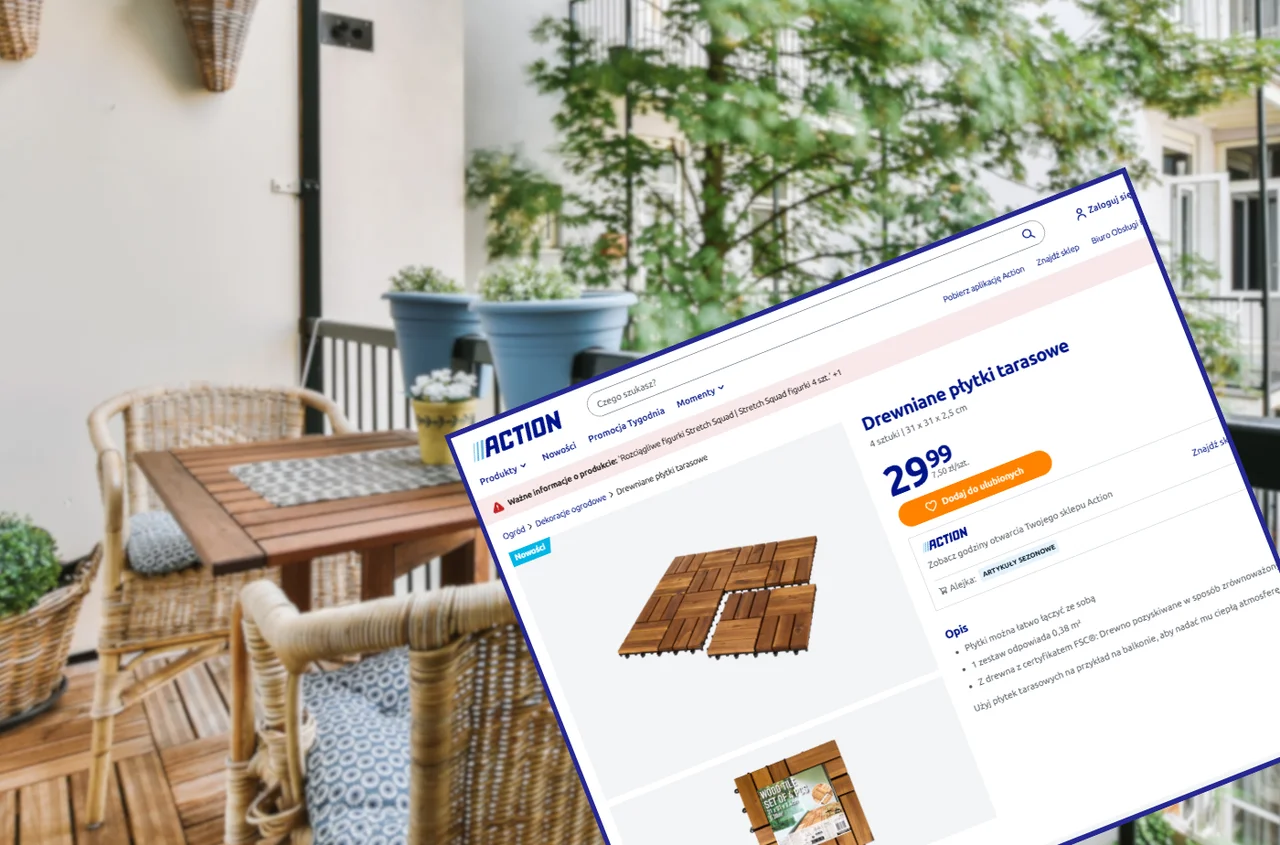Te drewniane płytki z Action za 29 zł bosko odmienią balkon lub taras! Bez bałaganu, kleju i fachowców, a efekt zachwyca