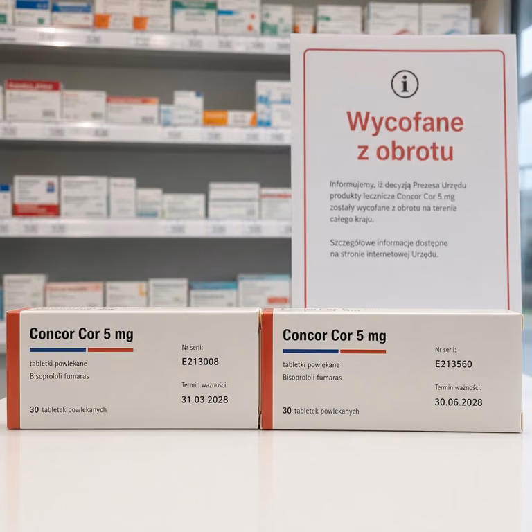 GIF wycofuje dwie serie Concor Cor 5 mg z obrotu w Polsce z powodu zanieczyszczenia N‑Nitroso‑Bisoprolol