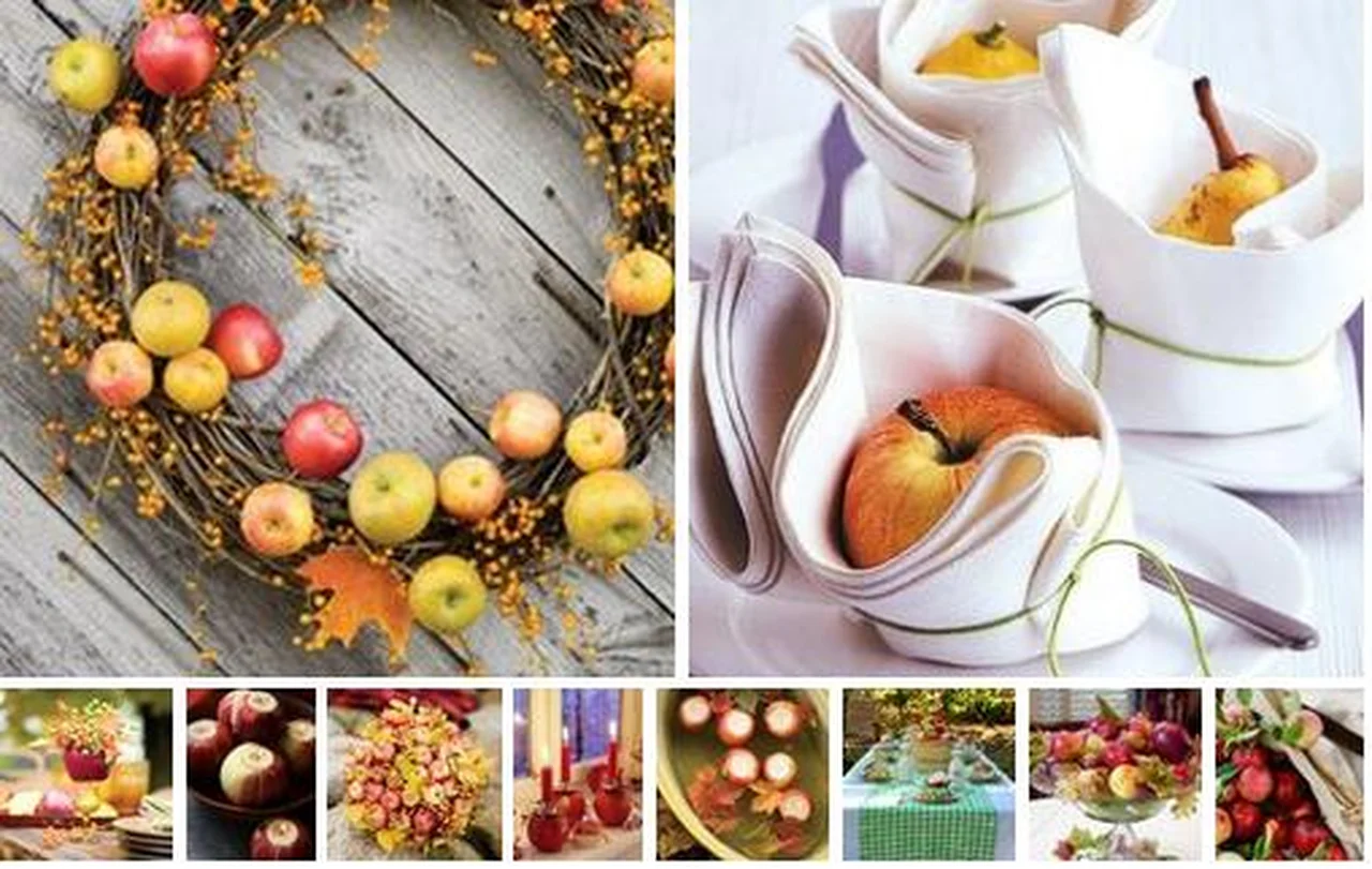 Jabłka w jesiennych dekoracjach
