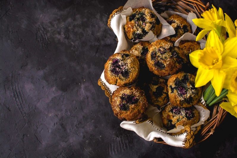 Muffiny kokosowe z jagodami