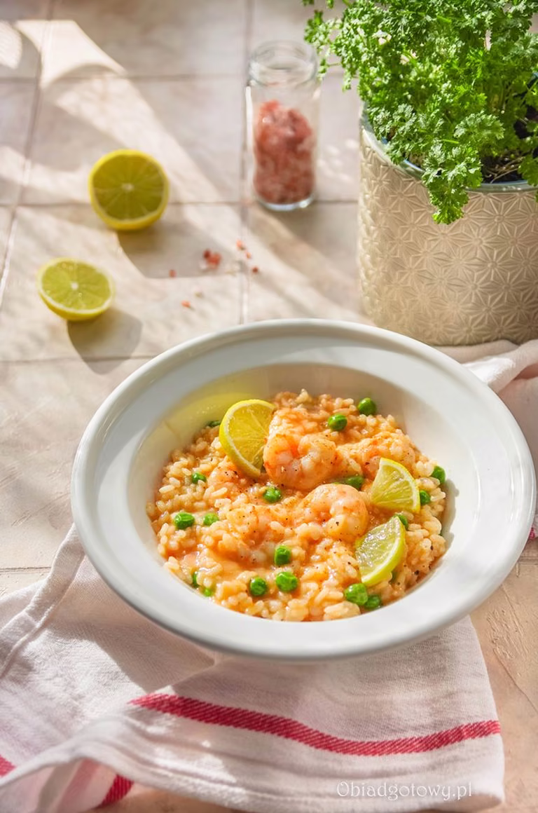 Risotto z krewetkami i groszkiem