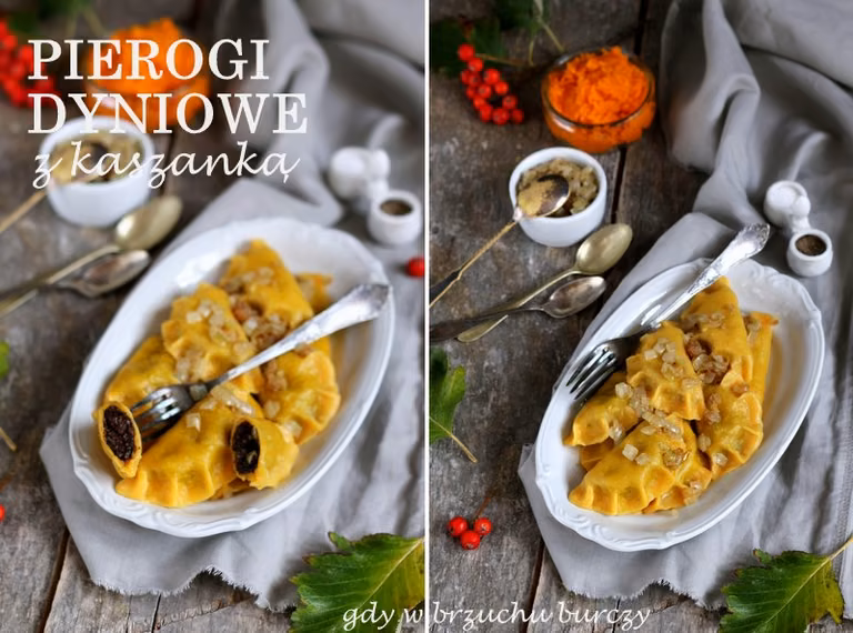 Pierogi dyniowe z kaszanką