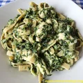 Tagliatelle z indykiem i szpinakiem