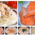 Spaghetti z łososiem w sosie śmietanowym.