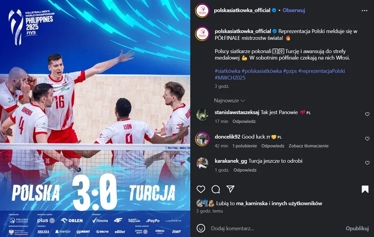 Zdjęcie Pewne zwycięstwo Polaków nad Turcją. Polscy siatkarze zagrają o medale MŚ! #1