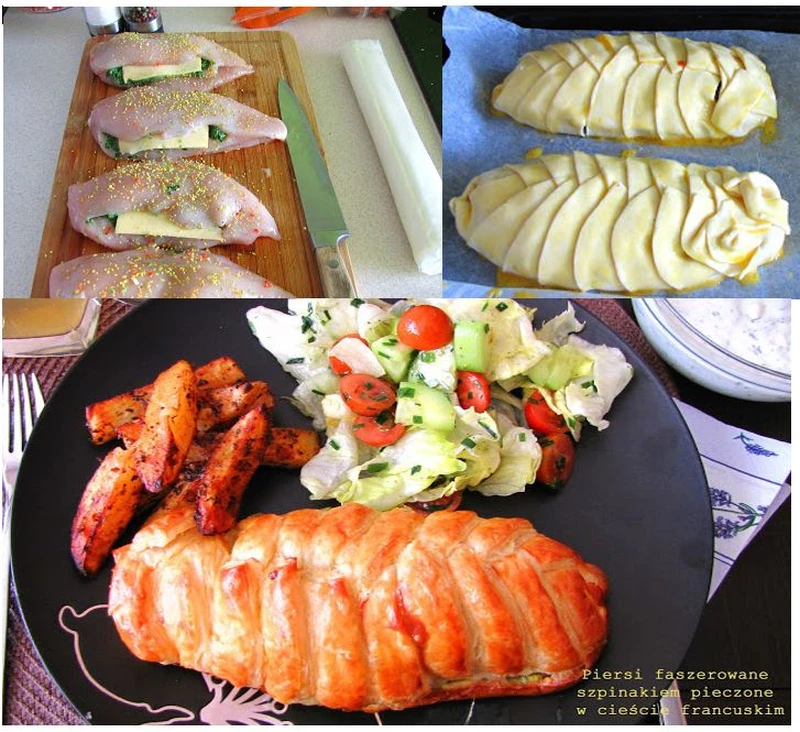 Faszerowana pierś z kurczaka w cieście francuskim